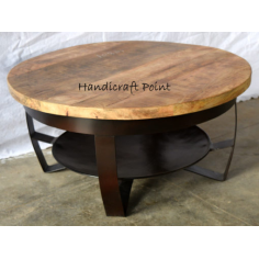 Industrial Coffee Table Salontafel Mangohout Rond Exporter