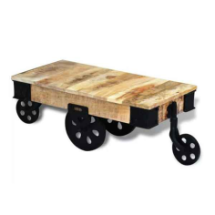 Coffee Table with Wheels Rough Mango Wood Supplier