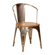 Metal chair with wooden seat Iron Furniture Exporter