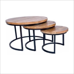 Iron Wooden Cofee Table S/3 Supplier