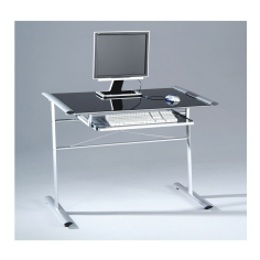 Black Printed Glass Computer Desk Manufacturer