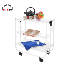 White Metal Board Folding Kitchen Trolley Cart Exporter