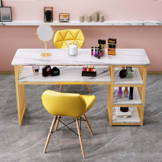 Modern Nail Table Manicure Station With 3-layer Storage Shelf Supplier