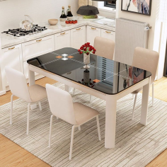 Modern design dining room furniture glass dining tables 6 chairs set Exporter