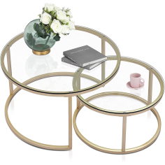 Luxury modern high quality gold glass round coffee table Exporter