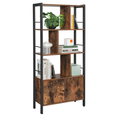 Living Room Furniture Bookcases Industrial Metal Frame Rack MDF Wooden Supplier