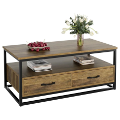 Wooden Top Modern Style Coffee Table With Storage Shelf Supplier