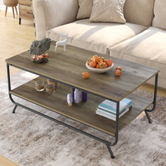 Cocktail Metal Table Industrial Wood Top Metal Frame Coffee Table Supplier