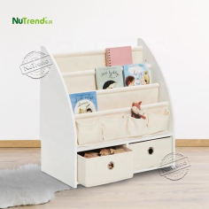 Wholesale Kids Bookshelf Modern MDF Kids Storage Organizer with Bins