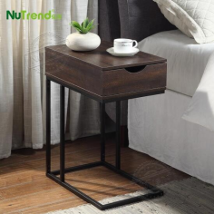 Wooden and Metal Rustic Driftwood Small C Shape Sofa End Table Manufacturer