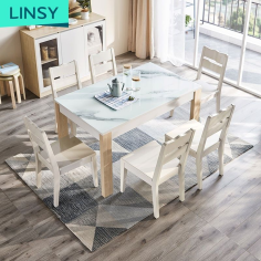 Tempered glass marble dining table home modern dining table and chair Exporter