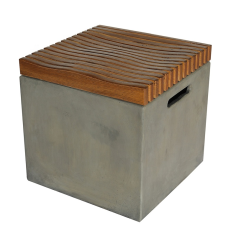 Wooden slat concrete bottom square dining stools Supplier