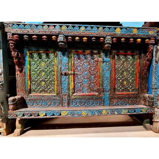 Wholesaler  FURNITURE CARVED WOODEN  DAMACHIYA SIDE BOARD CABINET