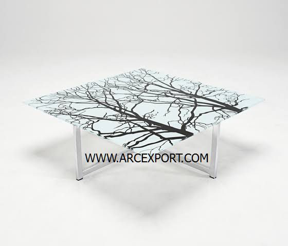 wholesale fancy uv print glass topsquare table supplier