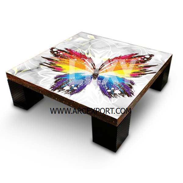 wholesale fancy uv print glass topsquare table supplier