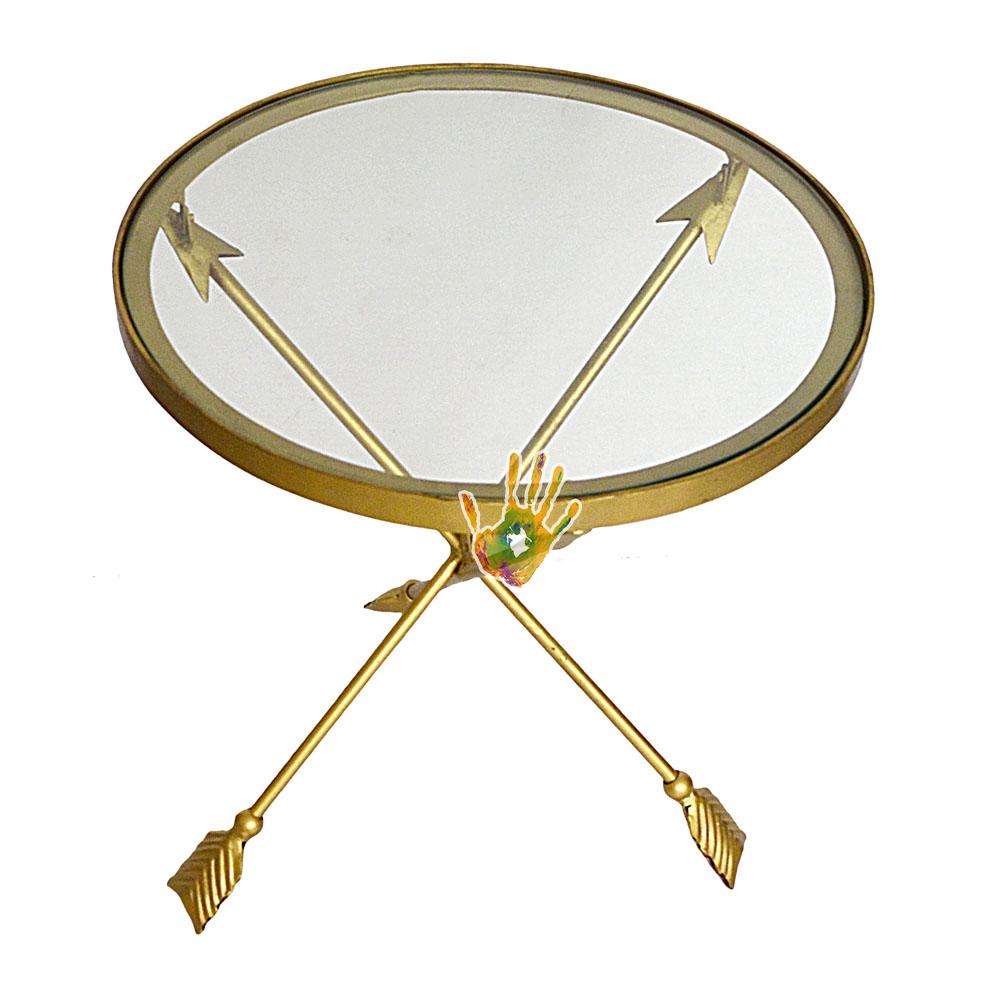 Golden Arrow Side Table with Glass Top Exporter