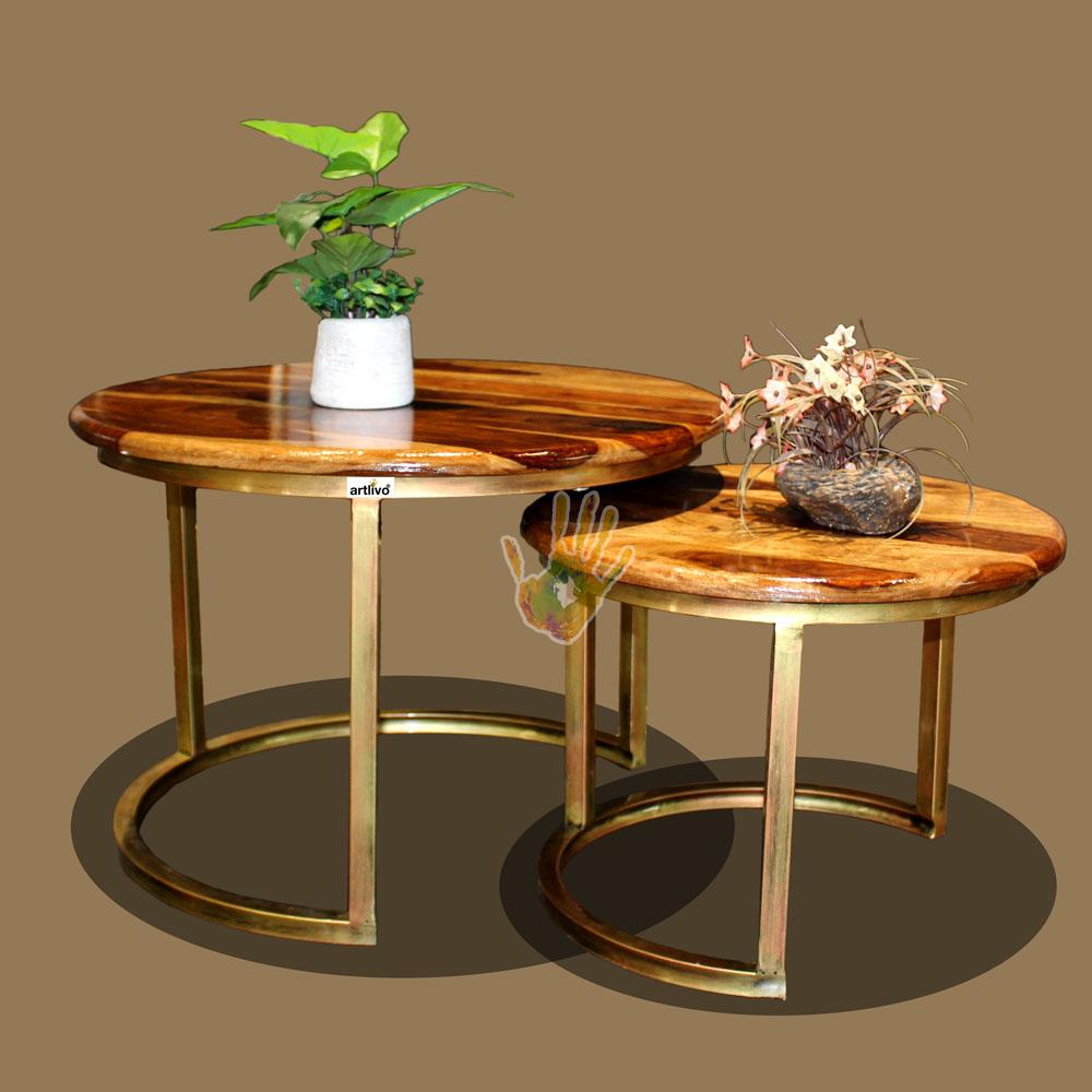 Solid Wood Circular Nested Coffee Table Exporter