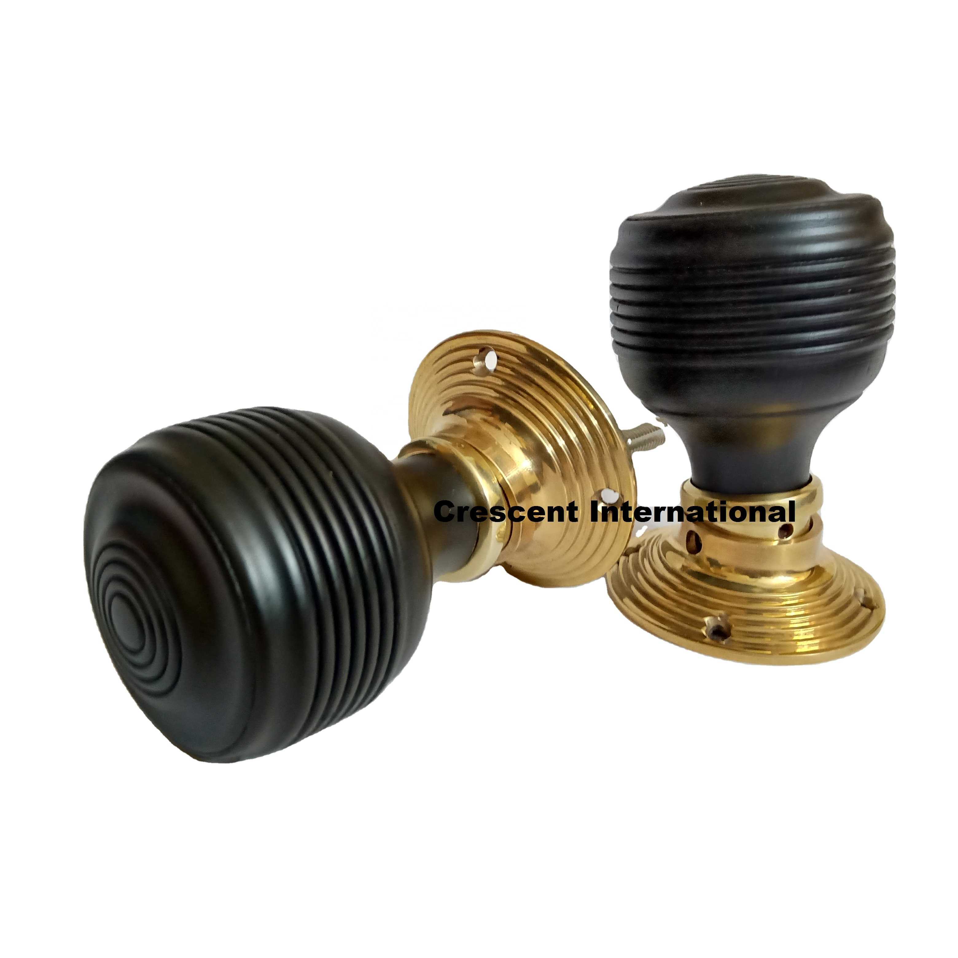 Wholesaler  Georgian Door Knobs Ebonised Wooden door knob Brass finish