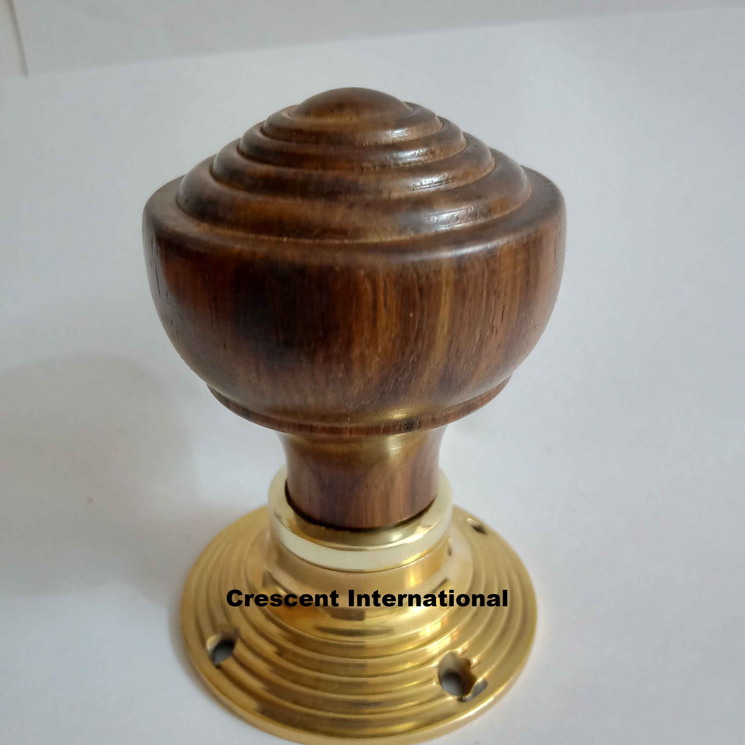 Wholesaler Ringed Door Knobs Rosewood Wooden door knob Brass finish