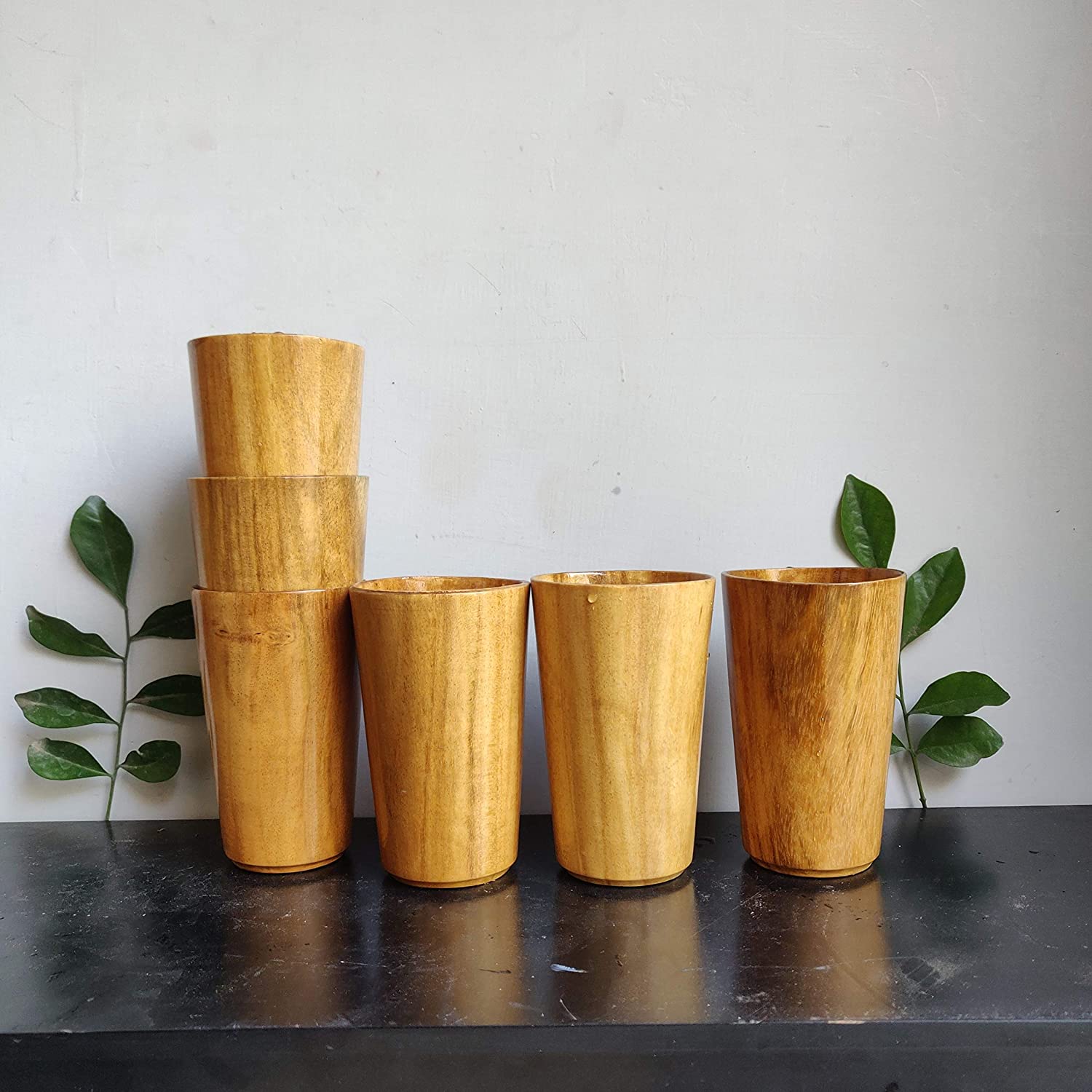 Wholesaler Set of 6 wooden glasses