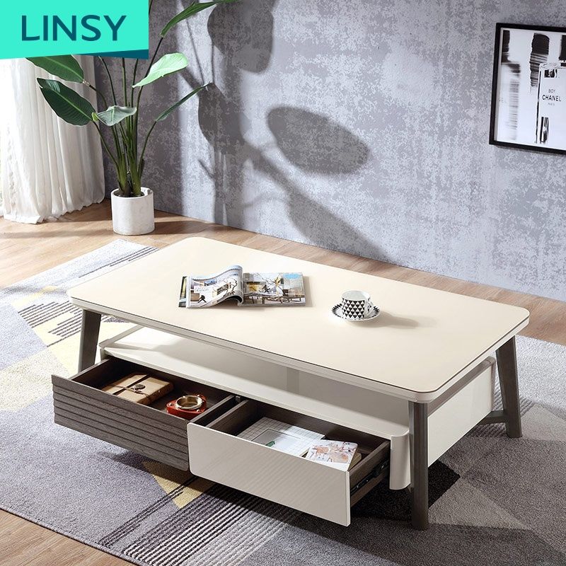 Modern Square Tempered Glass Top White Coffee Table Sets Exporter