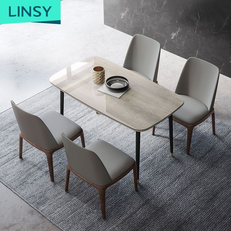 High Gloss Fiberglass Tempered Glass Top Dining Table Set Modern Exporter