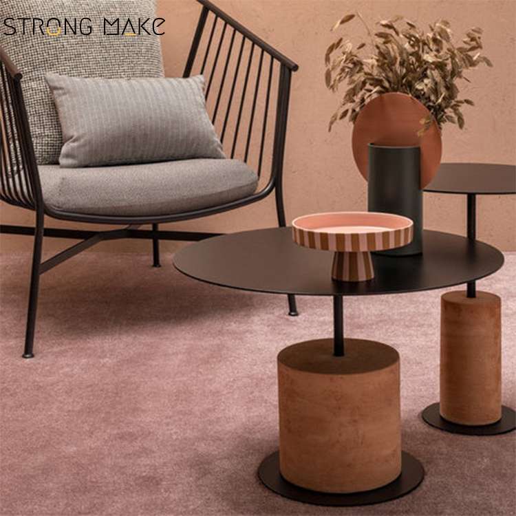 Wholesale living room sofa designed round small concrete coffee side table