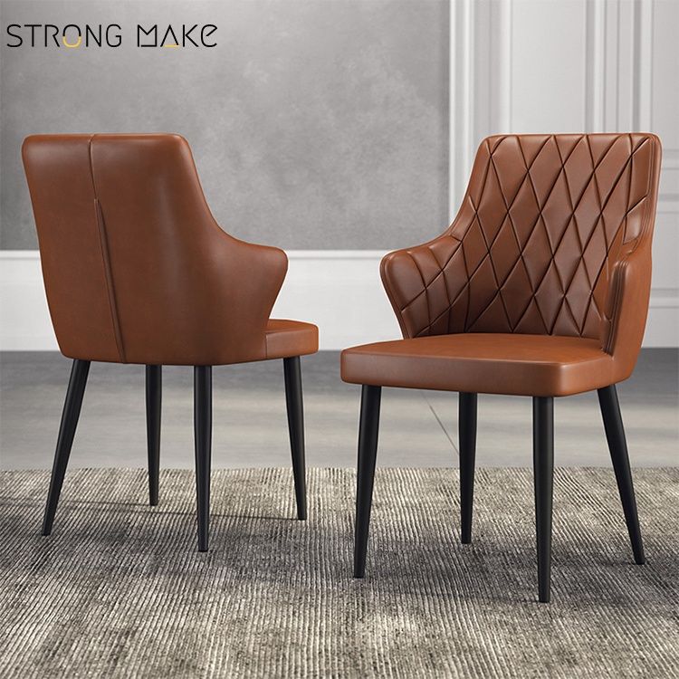 Industrial backrest restaurant leather sillas dining chair Wholesaler