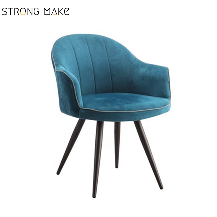 Fabric upholstered vintage blue Velvet dining chair Wholesaler