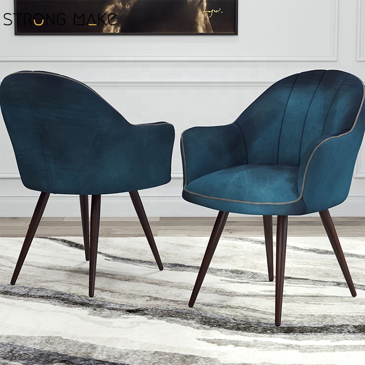 Fabric upholstered vintage blue Velvet dining chair Wholesaler