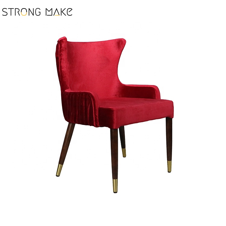 Modern Luxury Wood Imitated Red Velvet Upholstered Dining Chair  Wholesaler