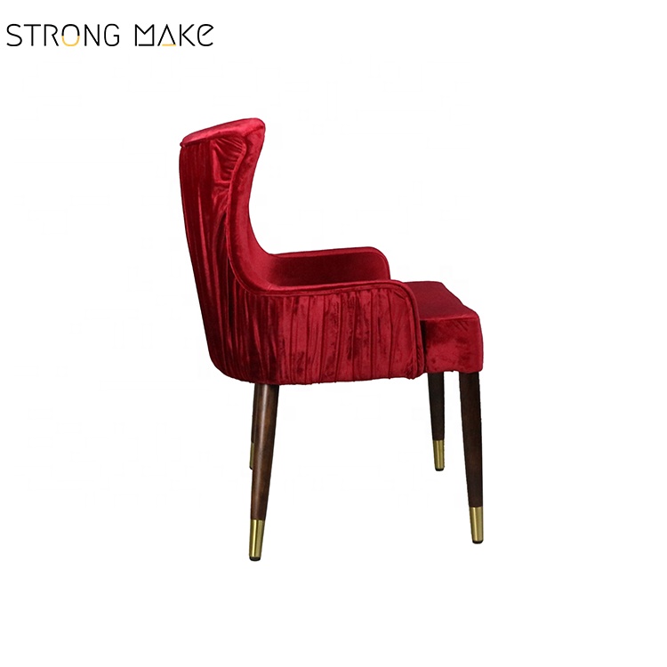 Modern Luxury Wood Imitated Red Velvet Upholstered Dining Chair  Wholesaler