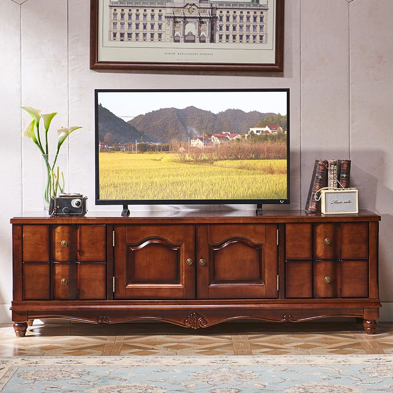 Luxury Solid Wood Living Room Retro TV Cabinet With Drawers Exporter