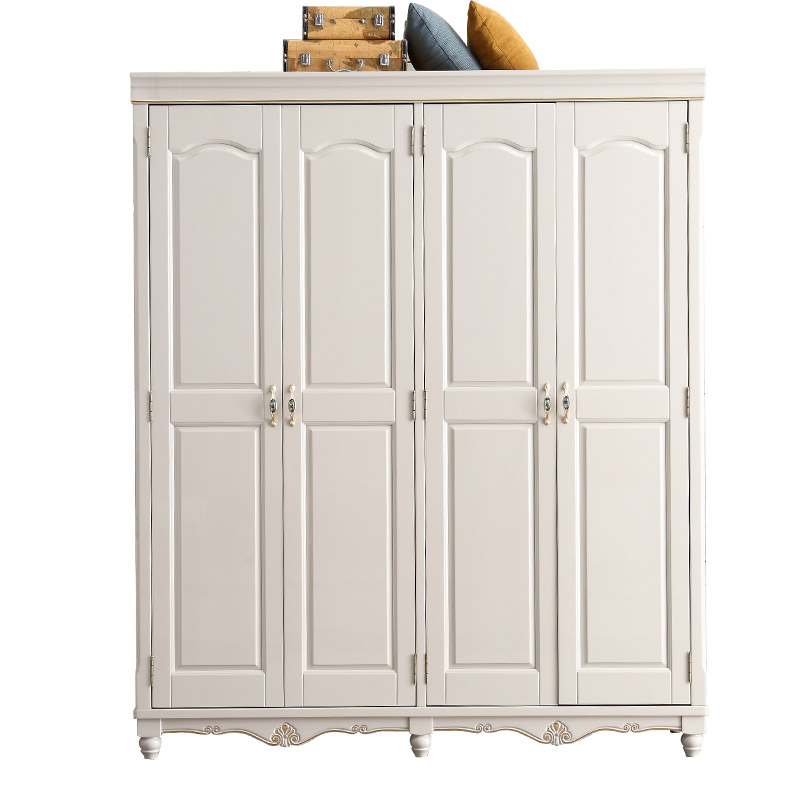 White classical 2/3/4/5 door solid wood bedroom wardrobe Exporter