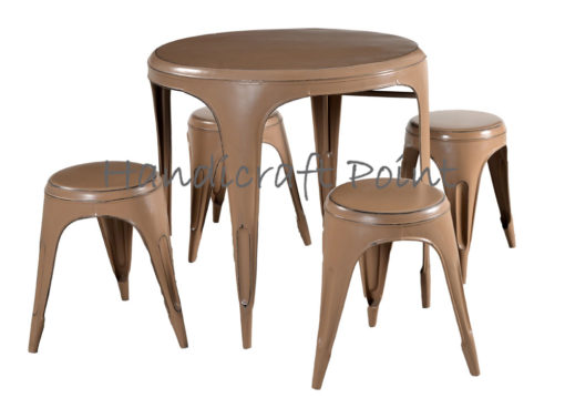 Round Tolix Table with Round Tolix Stools Exporter