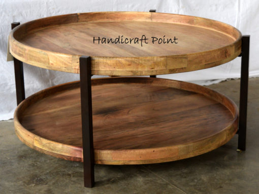 Wholesale Iron 2 Wooden Plate Pipe Coffee Table