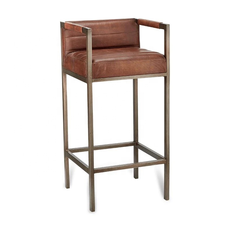 WHOLESALE  bar chair with brown leather seat