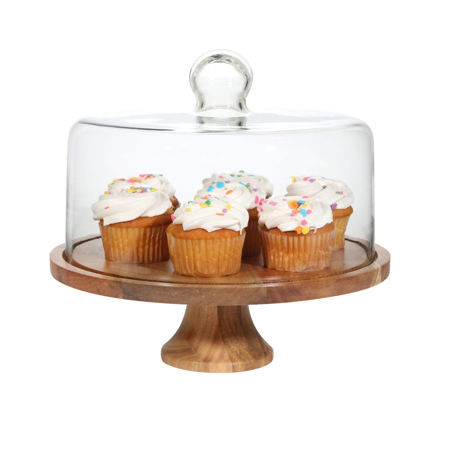 Luxury Design Serving Wooden Cake Stand with Glass Dome Designer Exporter