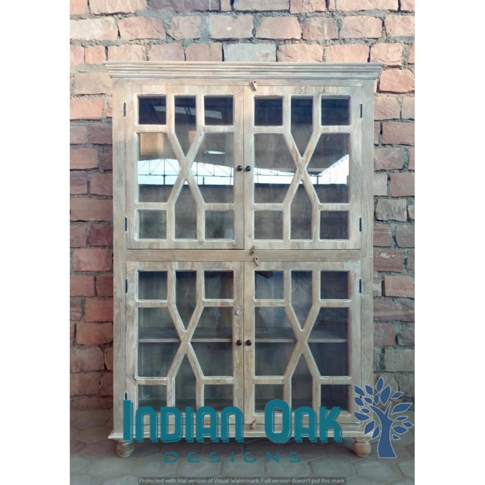 Wholesale of Book shelve Mango wood Glass door cabinet