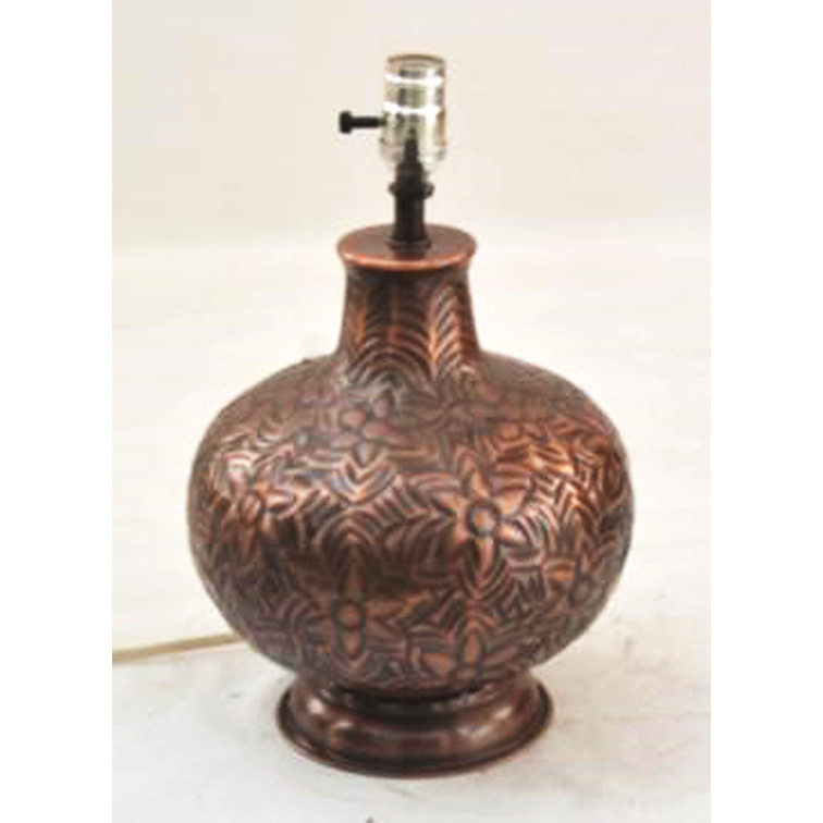 Table Lamp With Round Antique Copper Finishing Base With Silver Holder Exporter