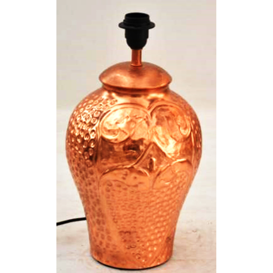 Table Lamp With Bright Copper Embossed Finishing Base And Black Holder Exporter