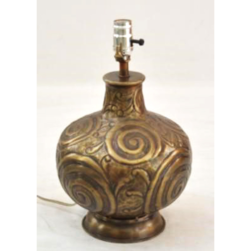 Table Lamp With Round Antique Golden Finishing Design And Shaded  Exporter