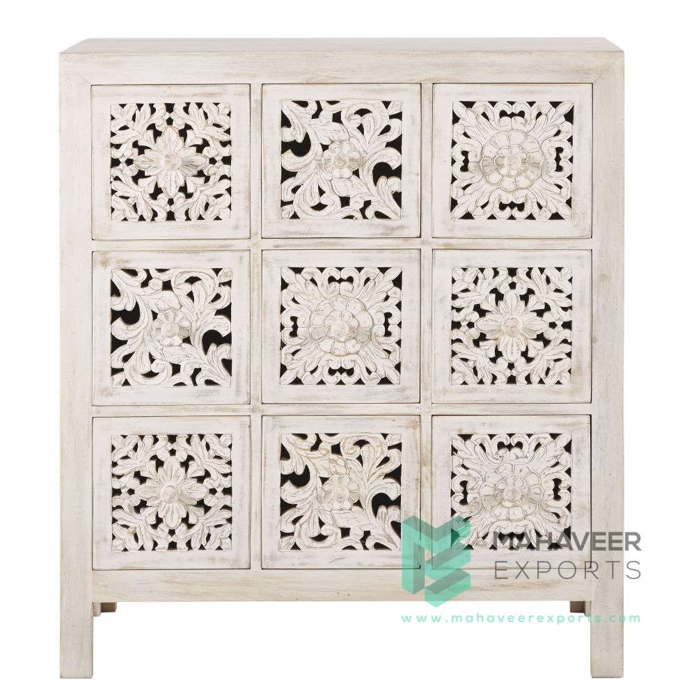 Distress Finish Nine Drawer Handcrafted Chest by Jodhpur Furniture Exporter