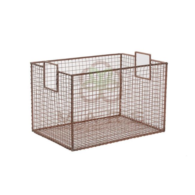 Industrial Vintage Style Modern Iron Wire Basket With Brown Powder Supplier