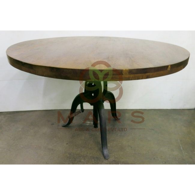 Wooden Top Iron Base Crank Table  Supplier