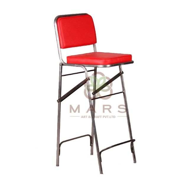 Iron Bar Chair With Leather Seat And Back Supplier