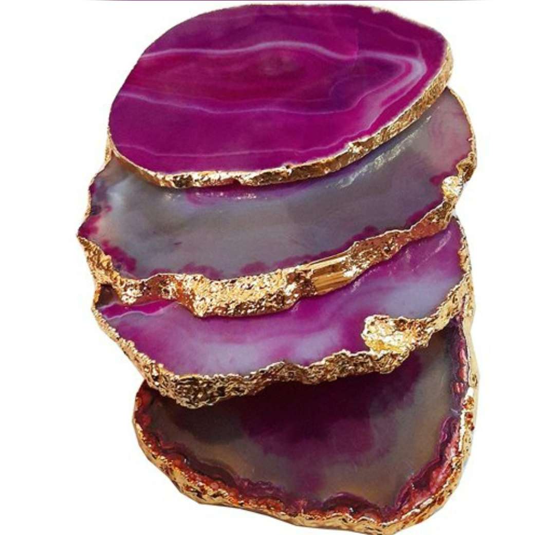 Wholesale Agate Electroplated Coasters for decor