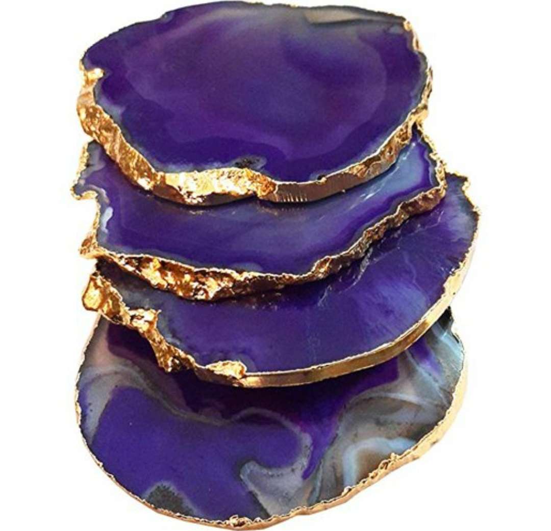 Wholesale Agate Electroplated Coasters for decor