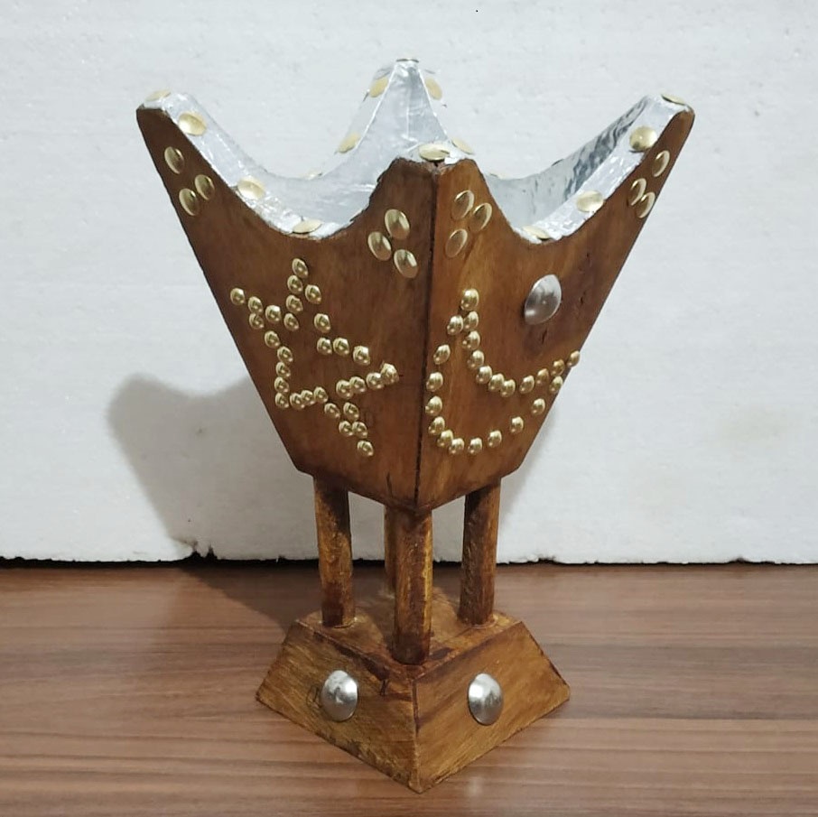 Wholesale wooden incense bakhoor burner with metal pot