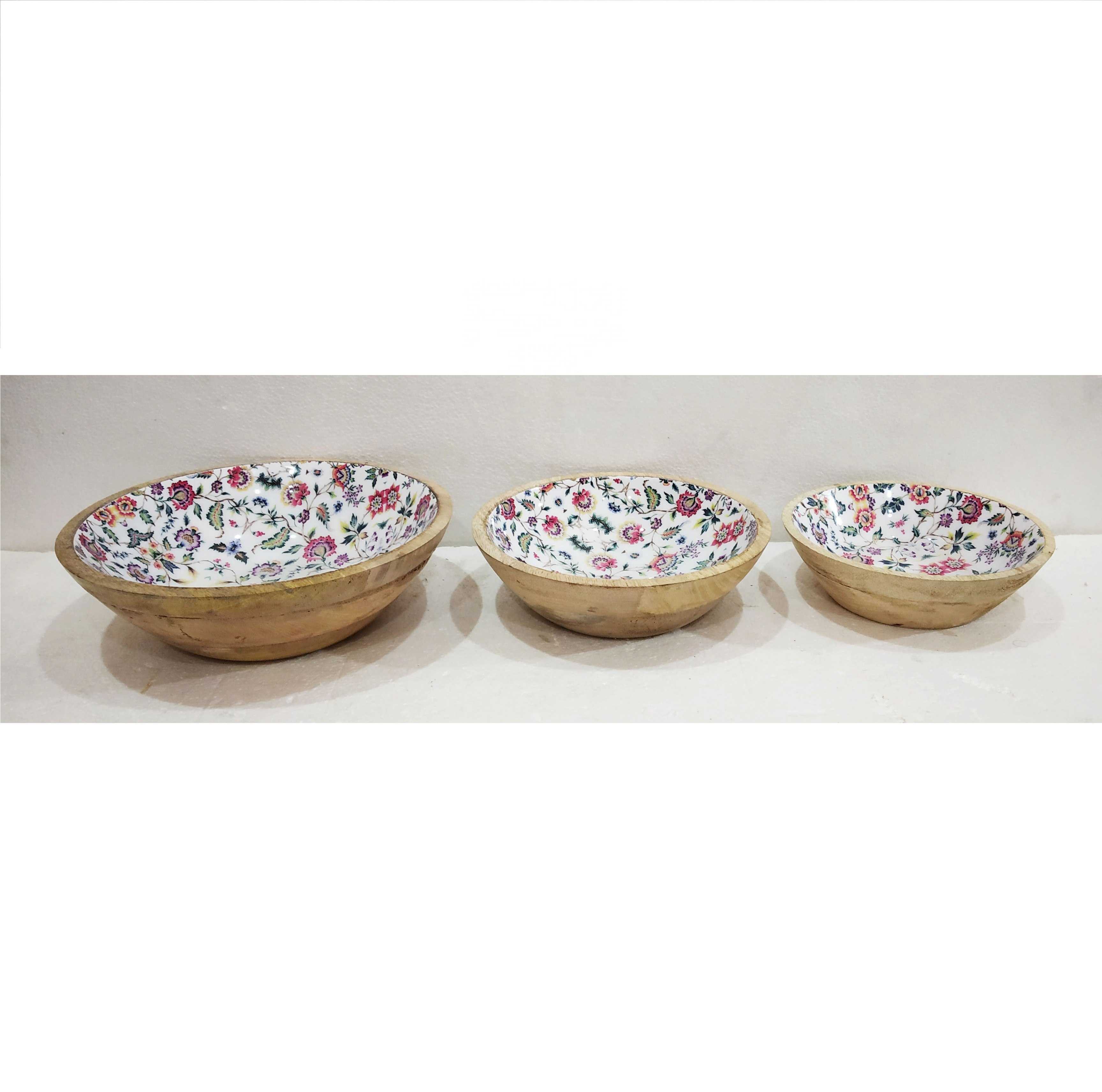 Wholesaler of Mexican Design Enameled Salad Wooden Bowl
